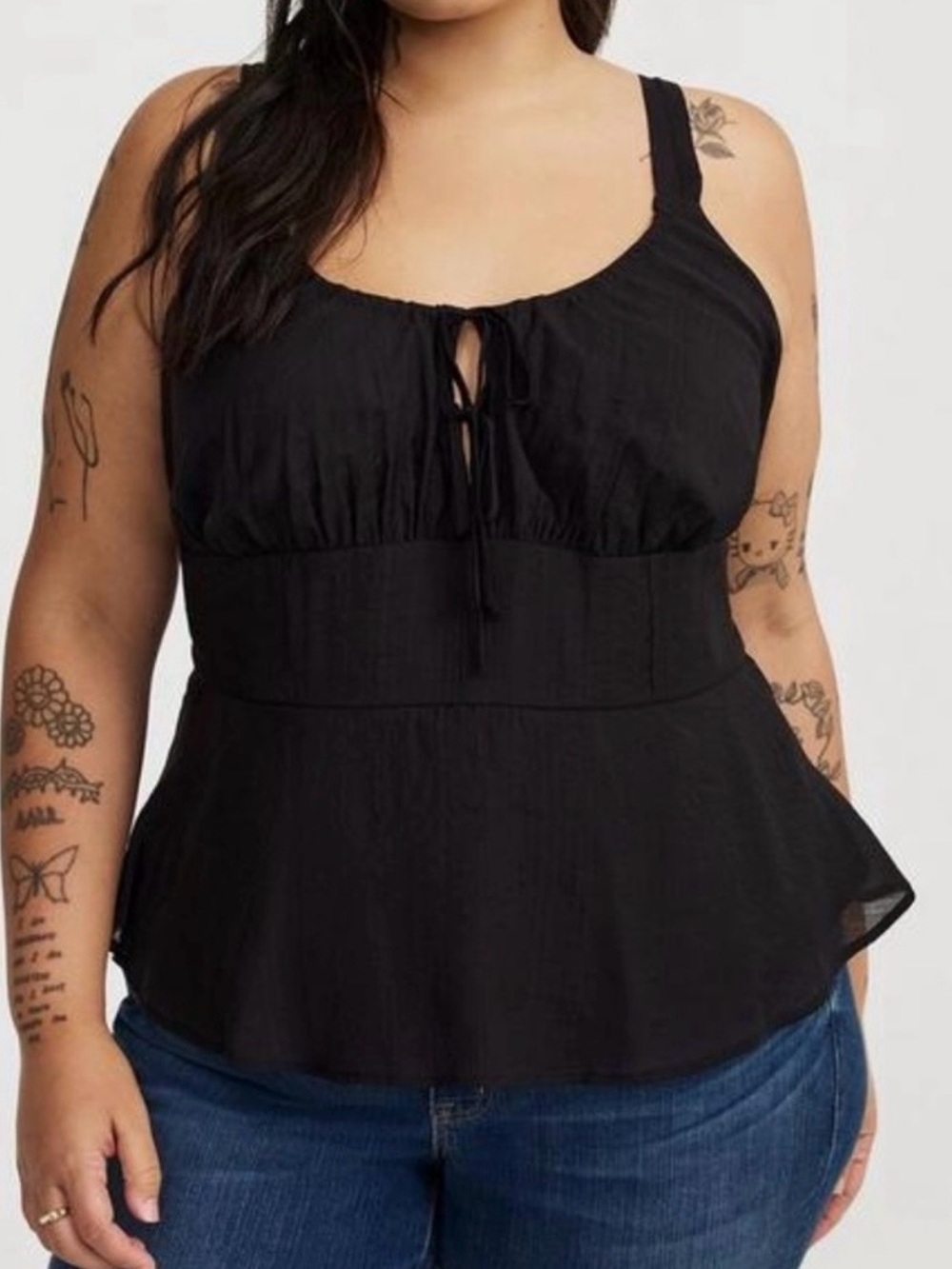 NWT torrid Black Peplum Tie-Front corset